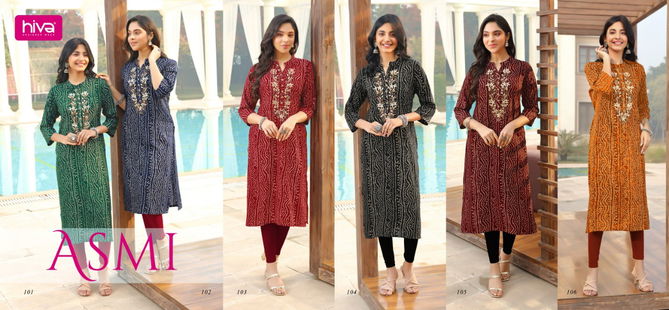 Hiva Asmi New Fancy Party Wear Rayon Heavy Designer Long Kurti Collection